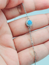 Load image into Gallery viewer, Created Blue Opal Round Bracelet, Sterling Silver