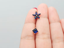Load image into Gallery viewer, Blue Crystal Stud Earrings, Sterling Silver, Amispearl