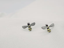 Load image into Gallery viewer, 3D Yellow Bee Stud Earrings, Silver Jewellery, Enamel earrings