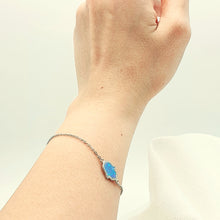 Load image into Gallery viewer, Created Blue Opal Hamsa Hand Bracelet, Sterling Silvet