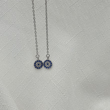 Load image into Gallery viewer, Evil eye Icon Chain Earrings, Sterling Silver