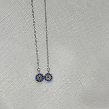Load image into Gallery viewer, Evil eye Icon Chain Earrings, Sterling Silver
