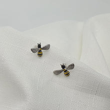 Load image into Gallery viewer, 3D Yellow Bee Stud Earrings, Silver Jewellery, Enamel Earrings