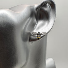 Load image into Gallery viewer, Enamel Bee Stud Earrings, Silver Jewellery, ear stud