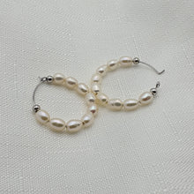 Load image into Gallery viewer, Freshwater Pearl Cuff Hoop Earrings, Sterling Silver