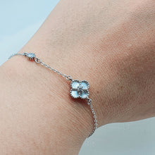 Load image into Gallery viewer, Small Mother of Pearl Clover Bracelet, silver jewellery
