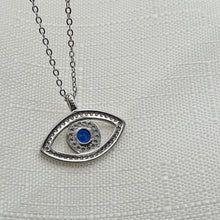 Load image into Gallery viewer, Large Evil Eye Necklace, Sterling Silver