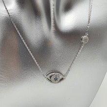 Load image into Gallery viewer, Large Evil Eye Necklace, Sterling Silver