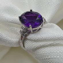 Load image into Gallery viewer, Natural Amethyst Gemstone Ring, Sterling Silver