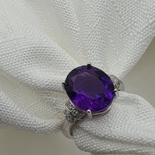 Load image into Gallery viewer, Natural Amethyst Gemstone Ring, Sterling Silver