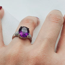 Load image into Gallery viewer, Natural Amethyst Gemstone Ring, Sterling Silver