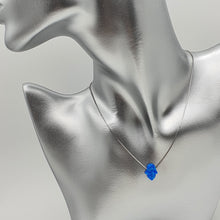 Load image into Gallery viewer, Created Fire Opal Hamsa Hand Pendant & Chain, Sterling Silver