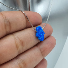 Load image into Gallery viewer, Created Fire Opal Hamsa Hand Pendant & Chain, Sterling Silver