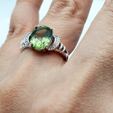 Load image into Gallery viewer, Natural Oval Peridot Gemstone Ring, Sterling Silver