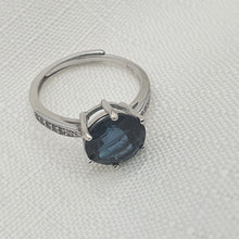 Load image into Gallery viewer, Natural Round Sapphire Gemstone Ring, Sterling Silver