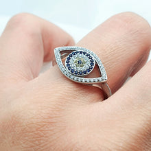 Load image into Gallery viewer, Evil eye Icon Ring, Sterling Silver