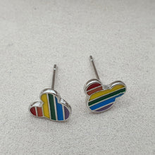 Load image into Gallery viewer, Minnie Mouse Rainbow Enamel Stud Earrings, Sterling Silver