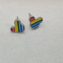 Load image into Gallery viewer, Minnie Mouse Rainbow Enamel Stud Earrings, Sterling Silver