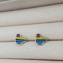 Load image into Gallery viewer, Minnie Mouse Rainbow Enamel Stud Earrings, Sterling Silver