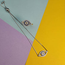 Load image into Gallery viewer, Large Evil Eye Bracelet, Sterling Silver