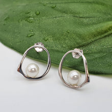 Load image into Gallery viewer, Mini Beads Pearl Stud Earrings, Sterling Silver