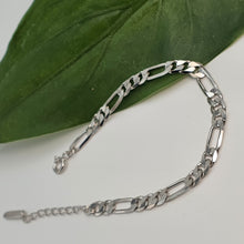 Load image into Gallery viewer, Figaro Chain Bracelet, Sterling Silver