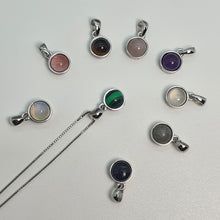 Load image into Gallery viewer, Crystal Birthstone Round Pendant, Sterling Silver
