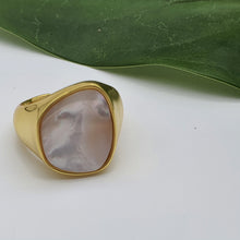 Load image into Gallery viewer, Chunky Mother Of Pearl Golden Ring, Sterling Silver