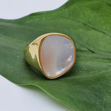 Load image into Gallery viewer, Chunky Mother Of Pearl Golden Ring, Sterling Silver
