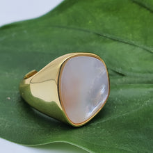 Load image into Gallery viewer, Chunky Mother Of Pearl Golden Ring, Sterling Silver