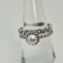 Load image into Gallery viewer, Freshwater Cultured Pearl Ring Stack, Sterling Silver