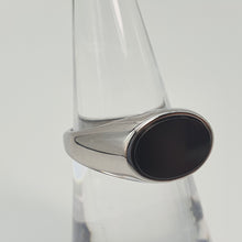 Load image into Gallery viewer, Black Oval Onyx Open Ring, Sterling Silver, Amispearl