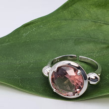 Load image into Gallery viewer, Large Round Pink Quartz Ring, Sterling Silver