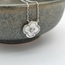Load image into Gallery viewer, Mother of Pearl Clover Necklace, Sterling Silver