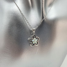 Load image into Gallery viewer, White Created Opal Floral Necklace, Sterling Silver