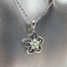 Load image into Gallery viewer, White Created Opal Floral Necklace, Sterling Silver