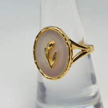 Load image into Gallery viewer, Natural Mother of Pearl Tulips Ring, Sterling Silver