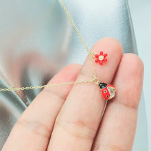 Load image into Gallery viewer, Gold Enamel Ladybug
Neckalce, Sterling silver