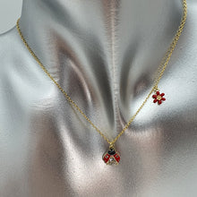 Load image into Gallery viewer, Gold Enamel Ladybug
Neckalce, Sterling silver