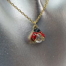 Load image into Gallery viewer, Gold Enamel Ladybug
Neckalce, Sterling silver