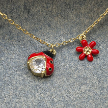 Load image into Gallery viewer, Gold Enamel Ladybug
Neckalce, Sterling silver