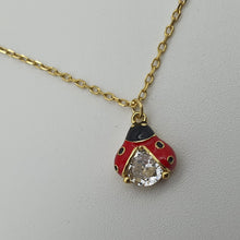 Load image into Gallery viewer, Gold Enamel Ladybug
Neckalce, Sterling silver