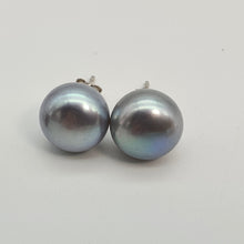 Load image into Gallery viewer, Large Freshwater Multi-colour Pearl (10mm) Stud Earrings, Sterling Silver