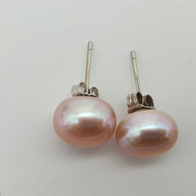 Load image into Gallery viewer, Large Freshwater Multi-colour Pearl (10mm) Stud Earrings, Sterling Silver
