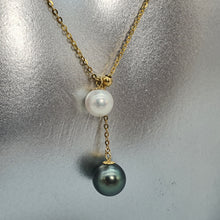 Load image into Gallery viewer, Tahitian and Akoya Pearl Necklace, 18K Yellow Gold
