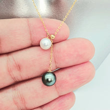 Load image into Gallery viewer, Tahitian and Akoya Pearl Necklace, 18K Yellow Gold