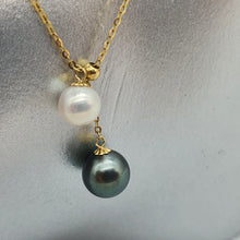 Load image into Gallery viewer, Tahitian and Akoya Pearl Necklace, 18K Yellow Gold