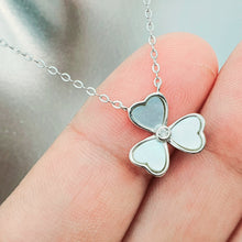 Load image into Gallery viewer, Mother of Pearl 3 Leaf Clover Necklace, Sterling Silver