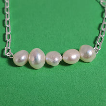 Load image into Gallery viewer, Freshwater Pearl and O Chain Bracelet, Sterling Silver