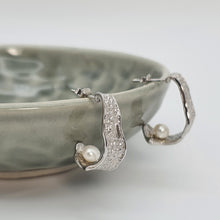 Load image into Gallery viewer, Half Moon Hoops Freshwater Earrings, Sterling Silver